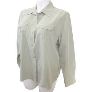 Shaver Lake Woman PLUS Size 20W  Button Down Camp Shirt Long Sleeve Minimalist